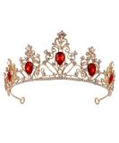 Minkissy Gemstone Crown Tiara - Red Crystal Rhinestone Queen Princess Pageant Hair Accessory for Wedding Party - Buy Online on GoSupps.com