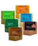 Simply Vedic 6-Pack Soap Bar Collection for Body Hand Face - Lemongrass, Tea, Holy Basil, Spiced Coffee, Turmeric, Goat Milk, Kaolin Clay - Cold Pressed Handmade for Men & Women (3.5 Oz. x 6) - Buy Online on GoSupps.com