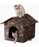 Outdoor Cat House for Feral Cats & Dogs | Waterproof Medium Brown Shelter with Support Rod - Buy Online on GoSupps.com