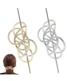 Elegant Retro Hair Needles | 2 Vintage Metal Hair Clips for Women | Hollow Out Geometric Chinese Hair Sticks & Headgear - Buy Online on GoSupps.com