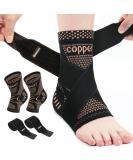 INDEEMAX Ankle Brace for Men & Women | Copper Infused Compression Sleeve for Sprained Ankle Plantar Fasciitis & Achilles Tendonitis Pain Relief - Medium Copper Black - Buy Online on GoSupps.com