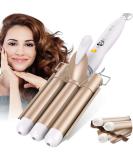 Lockenstab 3 Triple Barrels - 25mm Wave Iron for Beach Waves & Curls | Tourmaline Ceramic Digital Temp Display | Perfect for Long/Short Hair - Gold Finish - Buy Online on GoSupps.com