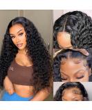 Wet and Wavy Water Wave Lace Front Human Hair Wig - 18 Inch Brazilian HD Curly Lace Closure Wig for Black Women with Natural Baby Hair - 180% Density - Buy Online on GoSupps.com