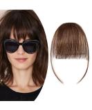 Clip In Bangs - 100% Remy Real Hair Medium Brown Extensions | Natural Smooth Fringe | Air Pony Hair Part #4 - Buy Online on GoSupps.com