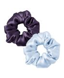 Lilysilk 100% Silk Hair Rings - Premium Ponytail Holders for Women | Reusable Silver Blue & Deep Violet 2-Pack - Buy Online on GoSupps.com
