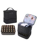 Double-Layer Nail Polish Organizer Case with UV Nail Lamp Storage - Holds 30 Bottles | Black - Buy Online on GoSupps.com