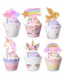 30 Pieces Unicorn Cupcake Toppers & Wrappers - Rainbow Unicorn Birthday Party Decorations for Girls & Women - Buy Online on GoSupps.com