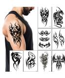 Temporary Tattoos Big Tribal Totem Tattoo Sticker for Men Women Black Large Body Art Makeup Fake Tattoo Waterproof Removable (Pattern5) Totems - Buy Online on GoSupps.com