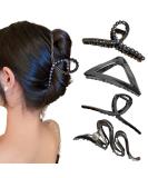 Ypkia Large Black Hair Clips Set for Women & Girls | Metal Hair Accessories with Pearls - 4 Pieces for Thick Hair - Buy Online on GoSupps.com