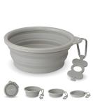 Bonza Extra Large Collapsible Dog Bowl 1500 ml - Sturdy & Portable with Carabiner & Water Bottle Holder - Light Gray - Buy Online on GoSupps.com