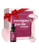 Rose Quartz Roller & Gua Sha Set with Vitamin C Serum | Facial Massage Gift Set for Men & Women | Reduces Dark Circles & Folds - Buy Online on GoSupps.com