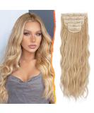 BARSDAR Clip-In Hair Extensions - 5 PCs Long Wavy | 50 cm Honey Blonde Synthetic Hair for Women & Girls - Buy Online on GoSupps.com