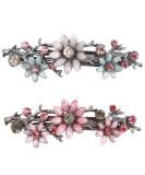 2 pieces elegant hair clips for women girls glittering fashion exquisite flower crystal hair clip vintage street stones hair clip (pink and pale blue wreath hairpin hair jewelry) - Buy Online on GoSupps.com