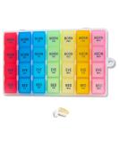 Weekly Pill Organizer for 4 Times a Day | 7-Day & 28-Day Portable Medication Box | Moisture-Proof Vitamin & Supplement Storage - Rainbow Color - Buy Online on GoSupps.com