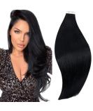 RUNATURE 16 Inch Black Remy Tape in Human Hair Extensions - 50g Real Hair Tape in Extensions #1 - Buy Online on GoSupps.com