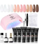 Modelones Poly Nail Gel Kit with 20W Nail Lamp - 6 Colors Extension Gel Set - Nail Art Builder Gel Set - Buy Online on GoSupps.com