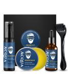 Beard Grooming Kit for Men - Beard Growth Oil, Balm, Wash, Derma Roller (4pcs) - Perfect Stocking Fillers for Men - Buy Online on GoSupps.com