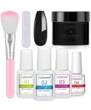 LOFUANNA DIP Powder Nail Starter Kit - Black Dipping Powder with Base/Top Coat & Activator | DIY French Dip Manicure Set - No Nail Lamp Required - Buy Online on GoSupps.com