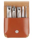 Eryu 5-Piece Stainless Steel Nail Clippers Set with Leather Travel Case - Professional Nail and Toenail Clippers for Thick Nails - Ideal Dad & Mom Gift - Brown - Buy Online on GoSupps.com