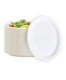 Vplus 100% Compostable Oval Paper Plates 12 inch 125 Pack Super Strong Disposable Paper Plates Bagasse Natural Biodegradable Eco-Friendly Sugarcane Plates for BBQ, Party, Gathering, and Picnic 12 in White - Buy Online on GoSupps.com