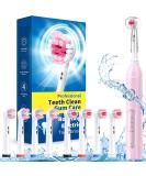 Rotating Electric Toothbrush for Adults with 8 Brush Heads (2 Types) 4 Modes Deep Clean Electric Toothbrush with Rechargeable Power and 2 Min Smart Timer Pink 2-pink - Buy Online on GoSupps.com
