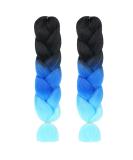 Aomig Ombre Braids Extensions - 2PC Artificial Hair for Braiding 24 Strands Black/Royal Blue/Sky Blue for Box Braids - Buy Online on GoSupps.com