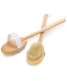 Com-Four 2x Bathing Brush Set - Long Removable Stem Wooden Back Brush for Showering & Swimming - Massage & Wellness - Brown (2 Pieces) - Buy Online on GoSupps.com