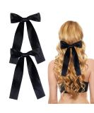 2 Pack Hair Bows for Girls and Women Large Bow Hair Clips Hair Barrette with Long Silky Satin Black Hair Accessories for Girls(Black) - Buy Online on GoSupps.com