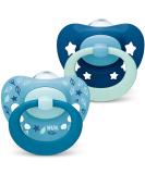 Buy NUK Signature BPA-Free Silicone Pacifier | 18-36 Months | Blue-Green Stars | 2 Pack | International Shipping Available - Buy Online on GoSupps.com