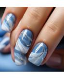 Buy Blue White Gradient Press on Nails - Short Square Fake Nails Glossy Full Cover Reusable Stick-On for Women - DIY Charm Manicure - Buy Online on GoSupps.com