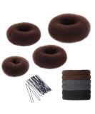 YaFex Hair Bun Maker Kit - 4 Donut Bun Makers & Accessories in Brown | Elastic Hair Ties and Bobby Pins Included - Buy Online on GoSupps.com