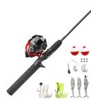 Zebco 202 Spincast Reel and Fishing Rod Combo | 5'6 2-Piece Pole | Size 30 Reel | Pre-Spooled with 10lb Line | Black/Red | 27pc Tackle Included - Buy Online on GoSupps.com