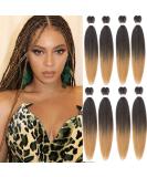 Leeven 8 Packs Brown Pre Stretched Braiding Hair Extensions Ombre 26 Inch Yaki Kanekalon Hot Water Setting Fiber Pre-stretched EZ Braiding Hair for Box Braids Knotless Braids /26 Inch T27# 26 Inch (Pack of 8) T27 - Buy Online on GoSupps.com