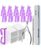 Gel Nail Polish Remover Clips Set with Nail Wipes, Cuticle Kit, Nail Brush, and Files - 10pcs Purple Kit for Easy and Efficient Nail Polish Removal - Buy Online on GoSupps.com