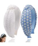 BEGOOD White Headbands for Women Embroidery Knotted Headband Hairband Wide Headbands Hair Hoop Fashion Top Knot Turban Hair Accessories for Girls Vintage Floral - Buy Online on GoSupps.com