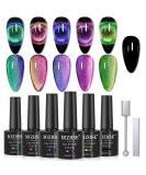 MIZHSE 9D Cat Eye Gel Nail Polish Magnetic Cat Eye Gel Nail Polish Magnetic Gel Nail Polish with Chameleon Magic Effect 10ml with 2 Magnet Stick Gel Nail Polish Set (9D Collection 1) 9D Cat Eye 6Pcs - Buy Online on GoSupps.com