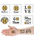 120 Pcs Softball Temporary Tattoos - Waterproof Body Stickers for Team Gift, Sports Fans, Party Supplies | Gold Softball Design - 6 Styles - Buy Online on GoSupps.com