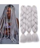 24 Silver-Gray Kanekalon Braids Extensions - 3 PCS Colorful Crochet Hair Synthetic Braiding Hair for International Shipping - Buy Online on GoSupps.com