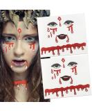 3D Red Glitter Halloween Face Stickers - Temporary Diamond Art for Kids & Adults | Perfect for Halloween Parties - Buy Online on GoSupps.com