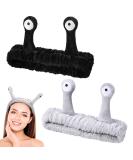 Heyu-Lotus 2 PCS Snail Face Wash Headband for Women Girls | Spa Hair Bands | Makeup Head Band | Coral Fleece | Skincare Headband | Elastic Headband | Hair Accessories (Grey+Black) - Buy Online on GoSupps.com