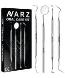 NARZ Plaque Remover Kit - Stainless Steel Dental Tools for Teeth Cleaning - Tartar Remover for Men, Women, Kids, and Pets - 4 Pcs - Buy Online on GoSupps.com