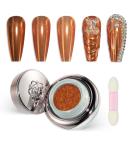 Buy Orange Nail Chrome Powder - Super Glossy Metallic Mirror Effect for Stunning Nail Art | Premium Nail Shimmer Powder with Brush - Buy Online on GoSupps.com