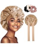 Welrog Silk Night Hair Hood for Women Luxurious Champagne Gold Sleep Cap with 3 Hair Ties | Perfect Bonnet for Healthy Hair - Buy Online on GoSupps.com
