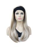 Lydell Long 3/4 Women's Wig - Smooth Hair Part Adjustable Black Headband Synthetic Hair with H16/613 Blonde Highlights | Shop Internationally - Buy Online on GoSupps.com