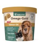 NaturVet Omega-Gold Plus Salmon Oil for Dogs & Cats â€“ 90 Soft Chews for Healthy Skin & Coat - Buy Online on GoSupps.com