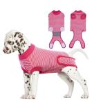 Recreational Dog Suit - Medical Protective Shirt for Small Medium & Large Dogs | Anti-Lick Wound Protection - Red Striped - Buy Online on GoSupps.com