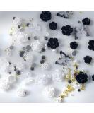 3D Flower Nail Charms 200 Pcs White Black Clear Acrylic Camellia Nail Art Charms Rose Butterfly Nail Rhinestones Gems Jewelry with Mini Caviar Beads Pearls (White+Black+Clear) - Buy Online on GoSupps.com