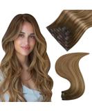 Easyouth Remy Clip In Hair Extensions - 22 Honey Blonde & Medium Brown Balayage 120g 7PCS for Easy Volume & Length - Buy Online on GoSupps.com
