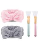 NYKKOLA 2 Pack Spa Headband with Silicone Face Mask Brushes - Gray Pink, for Women Girls - Beauty Skincare & Sports - Buy Online on GoSupps.com