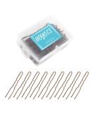 Hoyols U Shaped Hair Pins 2.4 Inch Brown Metal Bobby Pins for Women - 100 Count with Case | Curved Curly Waved Bun Clips for Girls Hairstyle - Buy Online on GoSupps.com